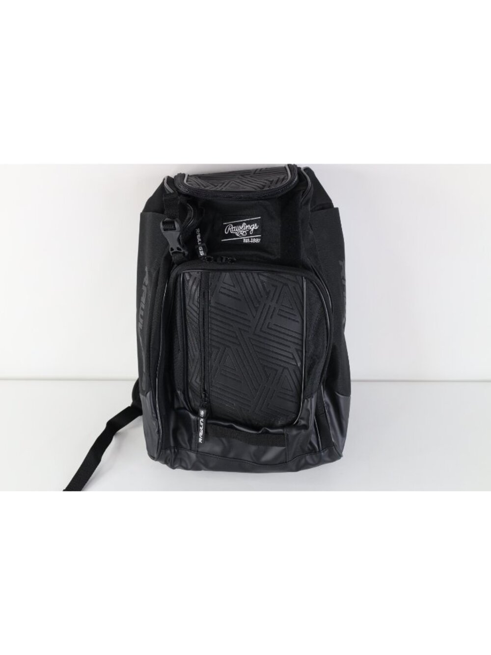Rawlings Baseball Spell Out Bat Glove Holder Backpack Book Bag Carry On Black
